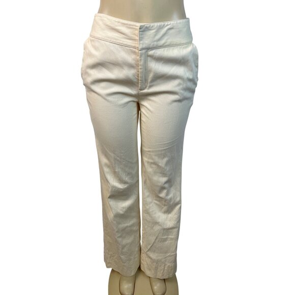 Banana Republic Womens Cream High-Waisted Slim Fit Pants With Hook Sz 6 - Picture 1 of 8